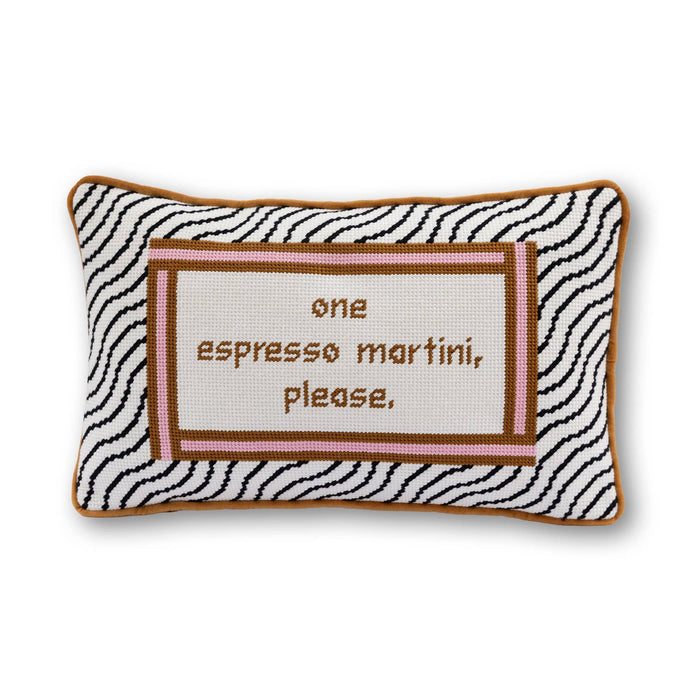 Espresso Martini Needlepoint Pillow by Furbish Studio