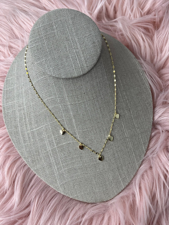 Five of Hearts Puff Dangle Necklace