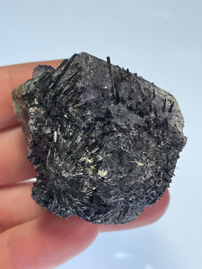 Fluorite with Black Tourmaline and Hyalite Opal from Erongo Mountain, Erongo Region, Namibia