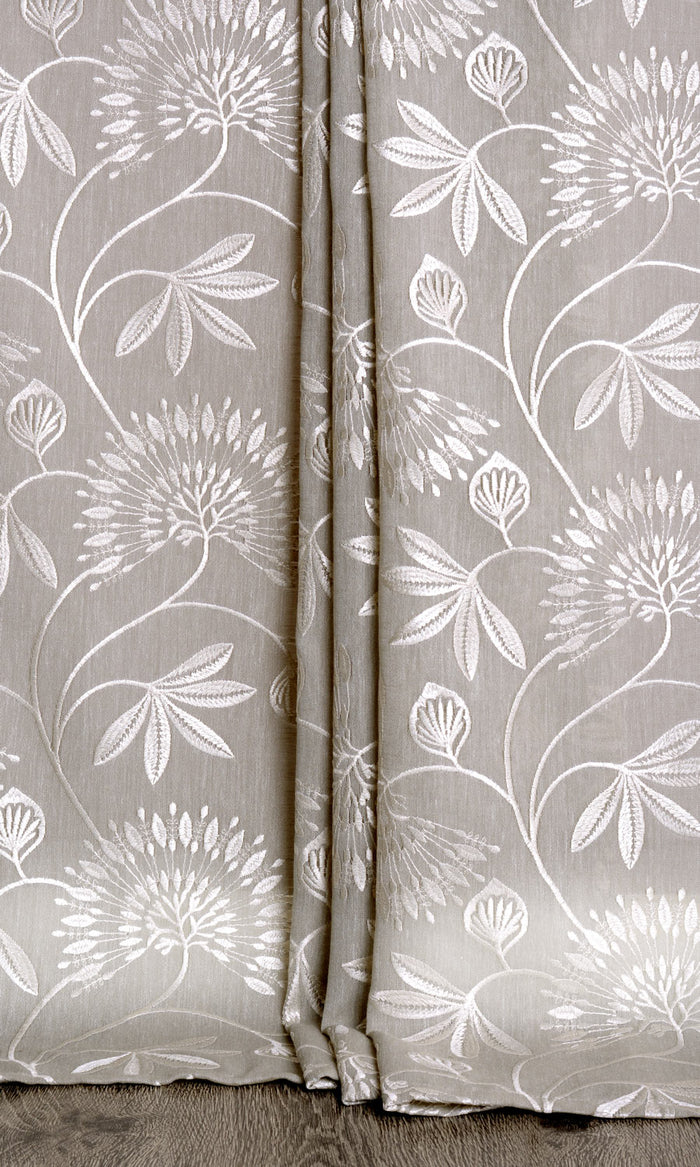 Semi Sheer Window Treatments Fabric By the Metre (Warm Gray/ White)