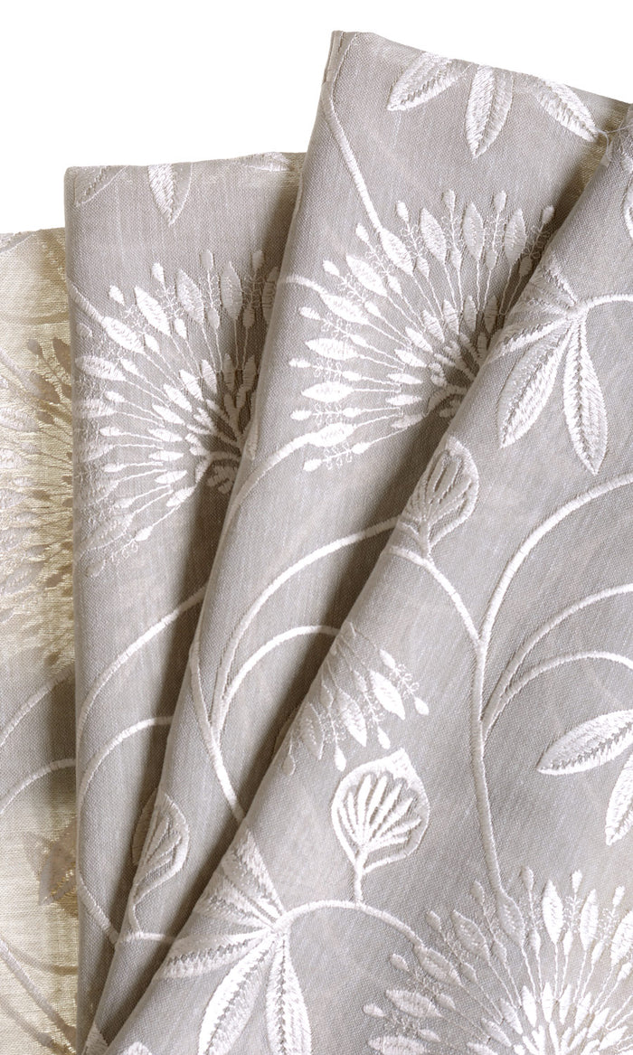 Semi Sheer Home Textile Fabric Material By the Metre (Warm Gray/ White)