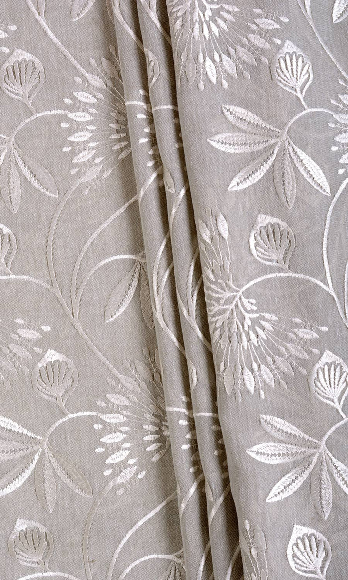 Semi Sheer Fabric Material By the Metre (Warm Gray/ White)