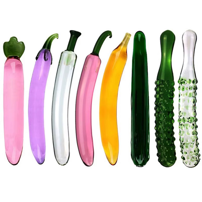 Fruit Vegetable Shape Glass Dildo or Anal Plug -  Male or Female Masturbator Sex Toy Adult