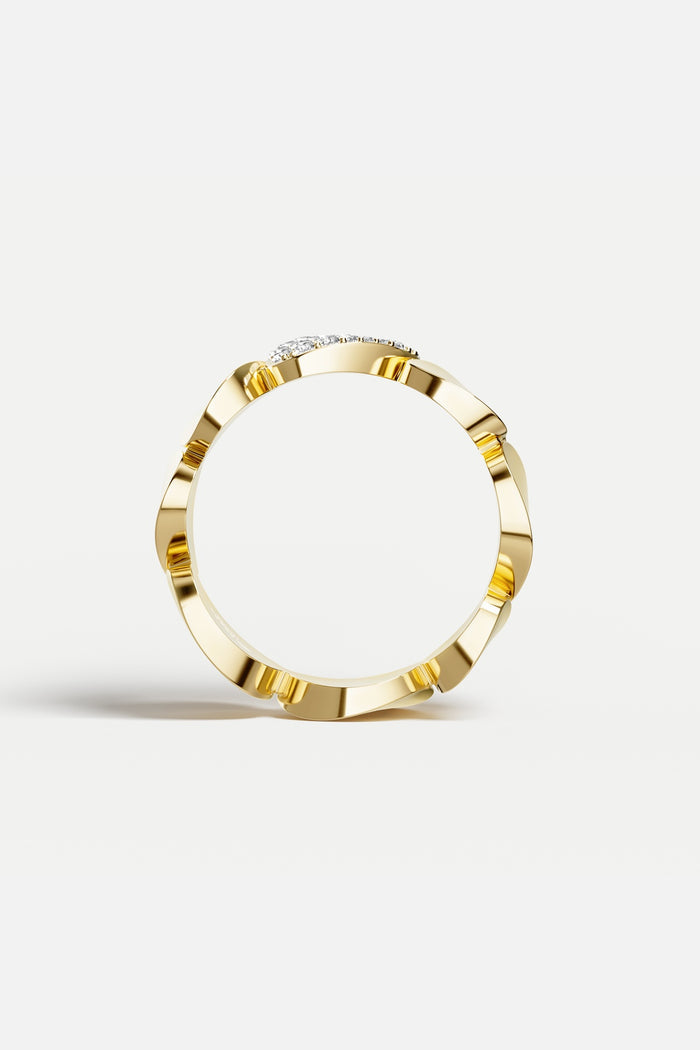 APM Ring in golden hues, a sculpted whisper of modern elegance.