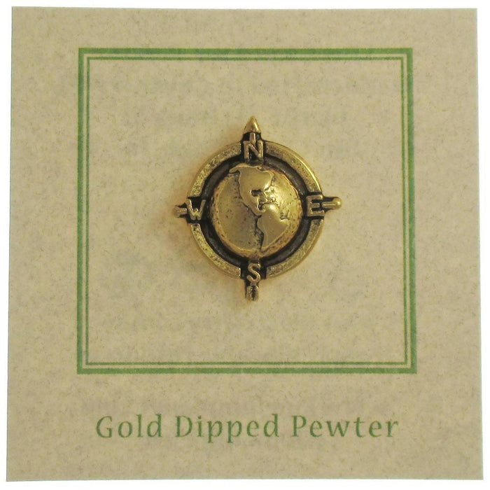 Globe Compass Gold Lapel Pin