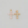 Gold Large Pearl Cross Charm