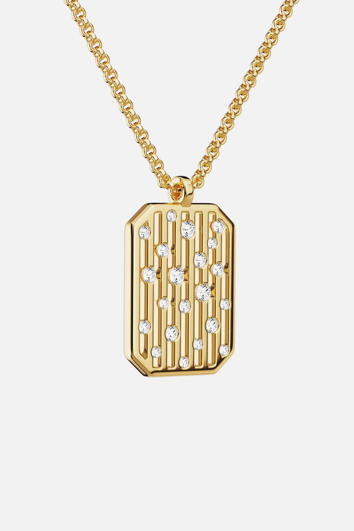 APM Pendant Necklace, a golden constellation shimmering with quiet modern elegance.