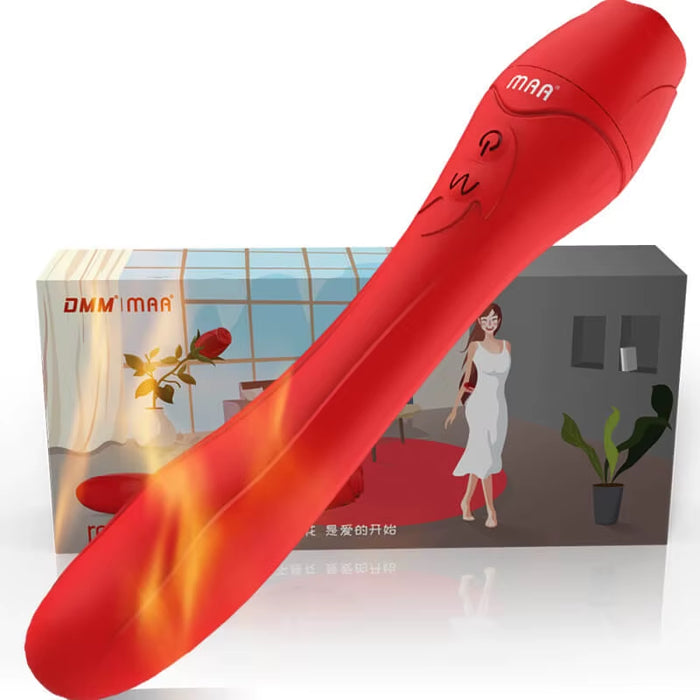 Heating Soft Rose Flower Stick Dildo Sexual Toys Juguete Del Sexo Clit G Spot Vaginal Stimulation Wand Vibrator