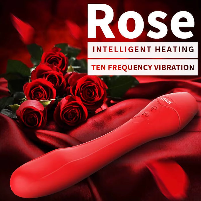 Heating Soft Rose Flower Stick Dildo Sexual Toys Juguete Del Sexo Clit G Spot Vaginal Stimulation Wand Vibrator