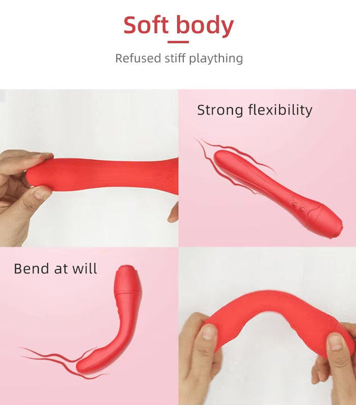 Heating Soft Rose Flower Stick Dildo Sexual Toys Juguete Del Sexo Clit G Spot Vaginal Stimulation Wand Vibrator