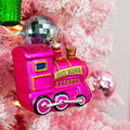 Hot Mess Express Pink Glass Train Christmas Ornament