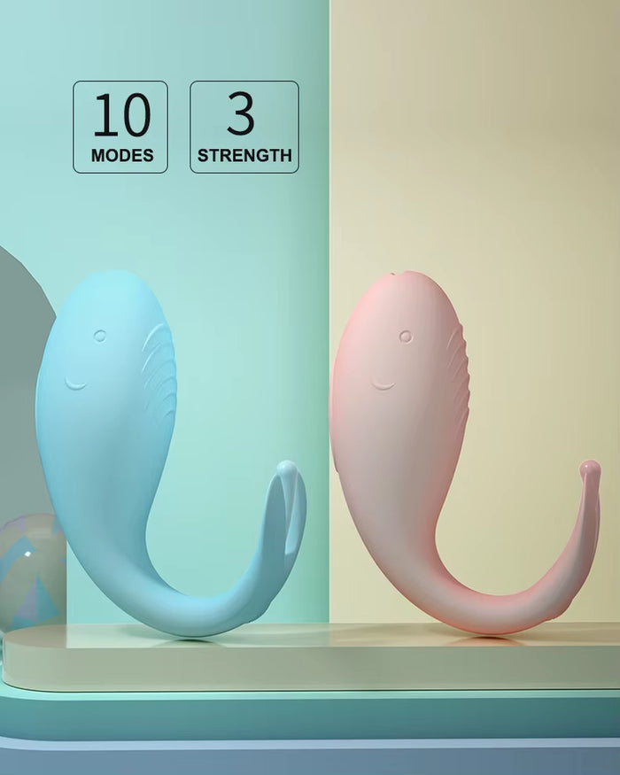 Hot Sales Waterproof Pinhole Charging Remote Control Silicon Fish Pink and Blue Color Wireless Egg Vibrator