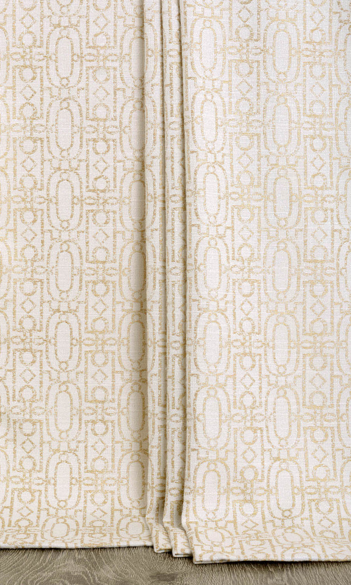 Trellis Poly-Cotton Window Treatments Fabric By the Metre (Off White/ Pale Beige)