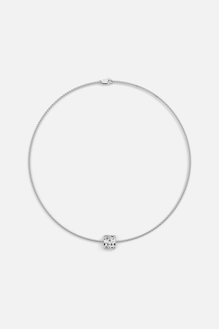 APM Necklace with a luminous charm, effortless brilliance in rhodium finish.