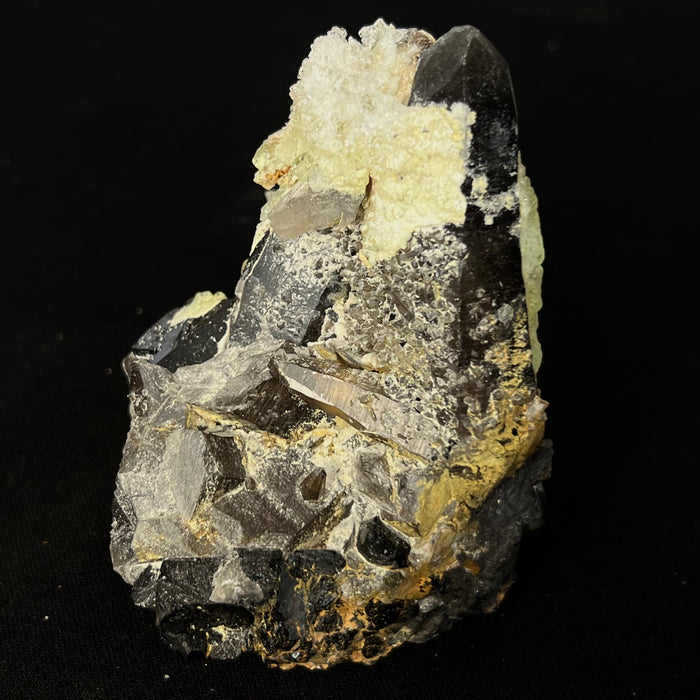 436g Self-Standing Smoky Quartz with Black Tourmaline and Hyalite, Rondekop, Erongo Mountain, Erongo Region, Namibia