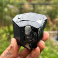 Lustrous Black Tourmaline Crystal with Hyalite, from Erongo Mountain, Erongo Region, Namibia