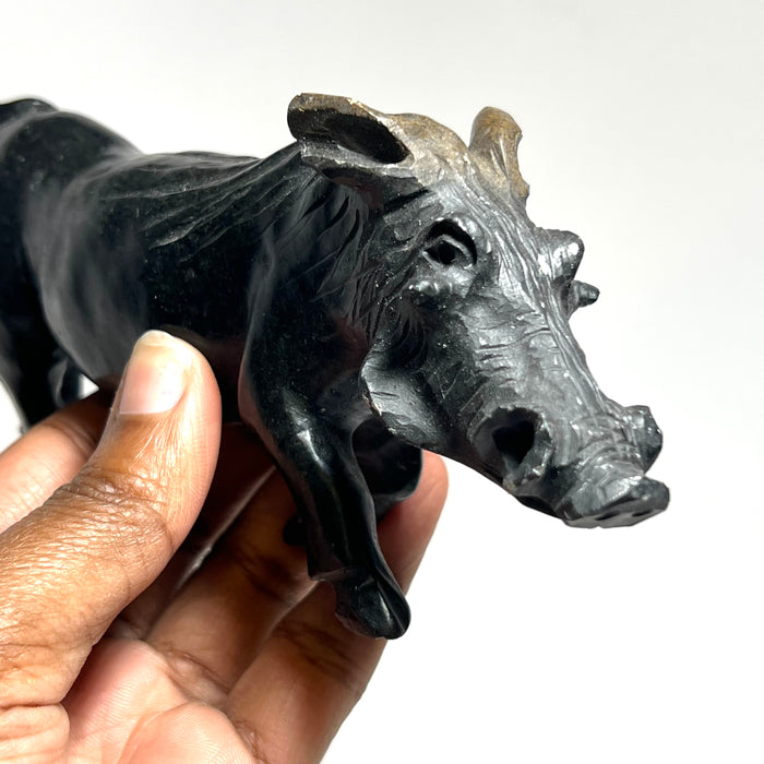 Serpentine Warthog, Shona Sculpture from Zimbabwe
