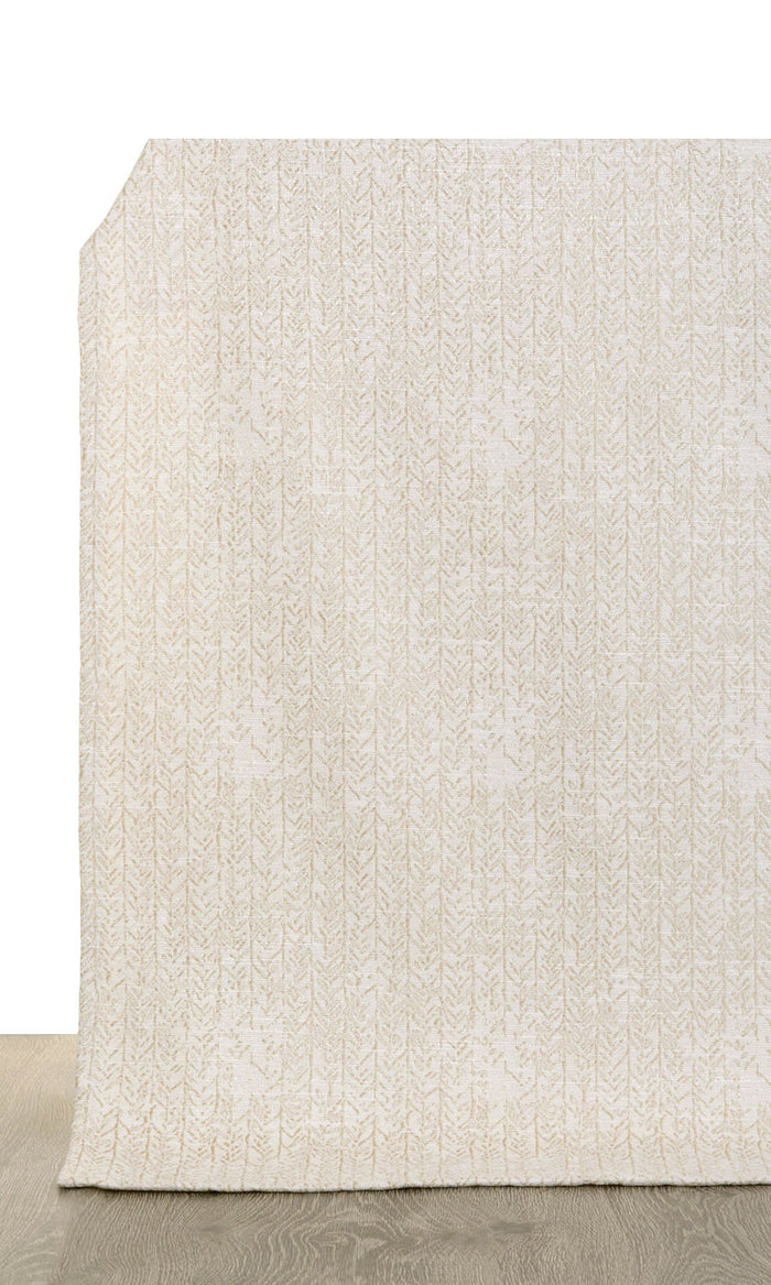 Herringbone Print Window Treatments Fabric By the Metre (Off White/ Pale Beige)