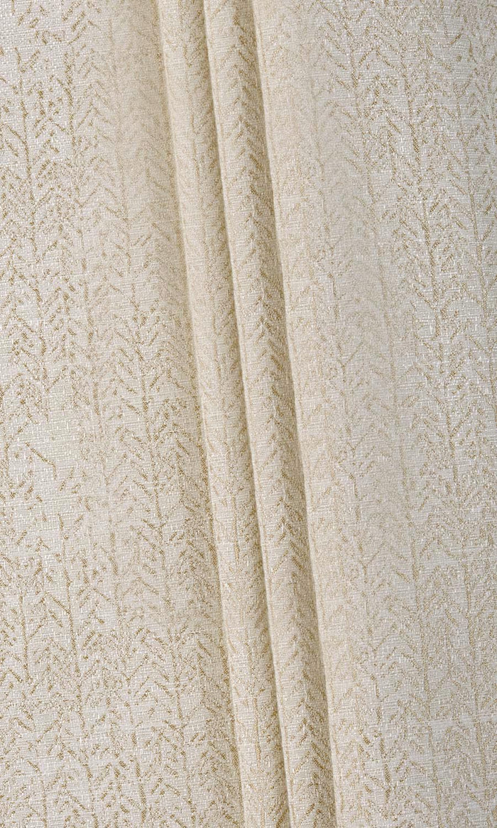 Herringbone Print Fabric Material By the Metre (Off White/ Pale Beige)
