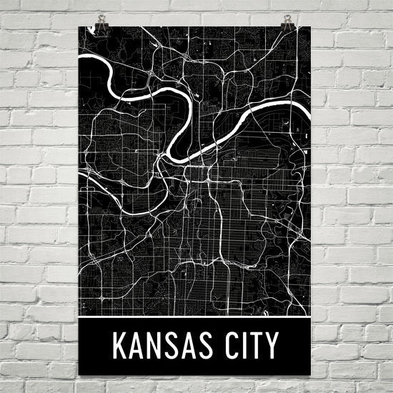 Kansas City MO Street Map Poster Red