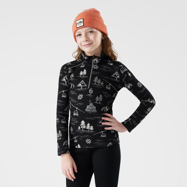 Smartwool Kids' Classic Thermal Merino Base Layer 1/4 Zip - Black Ski Day