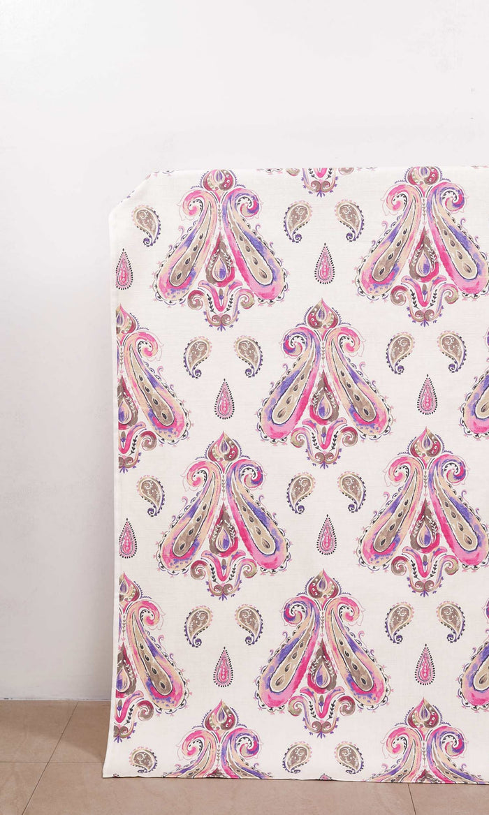Paisley Print Window Treatments Fabric By the Metre (Pink/ Purple)
