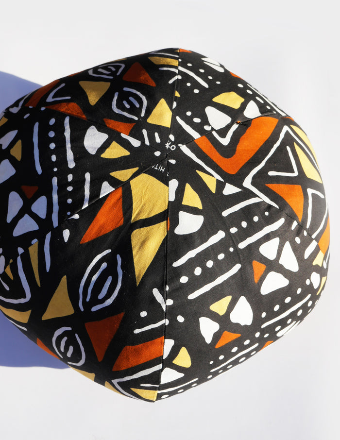 Large Round Patterned Pillow - Brown/Tan