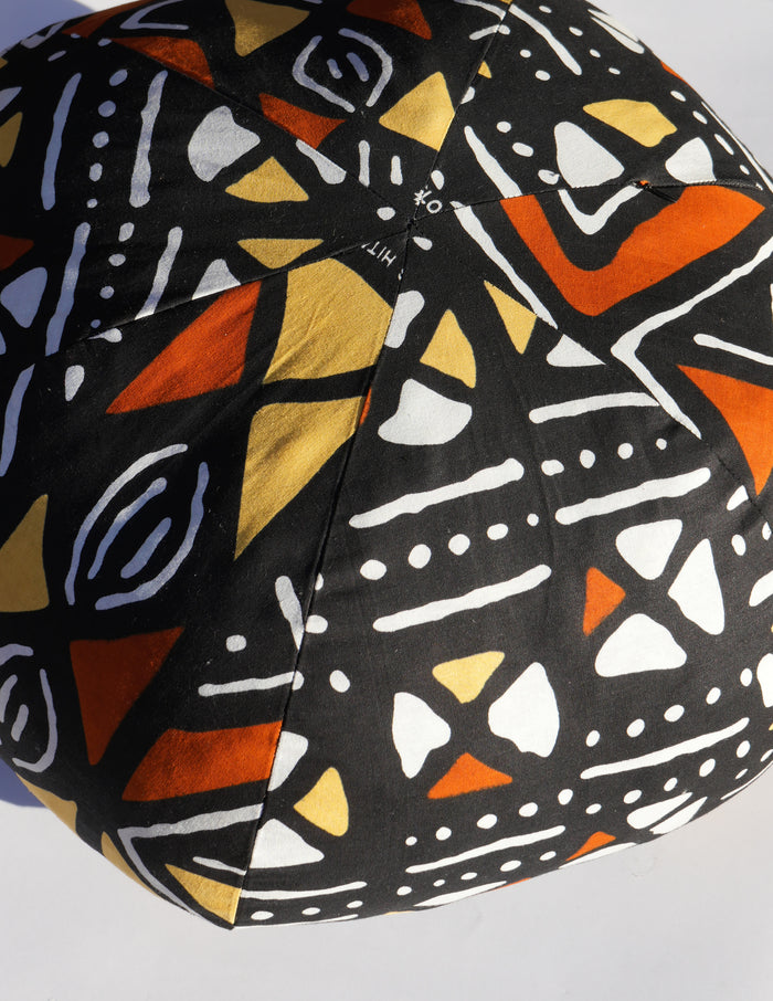 Large Round Patterned Pillow - Brown/Tan