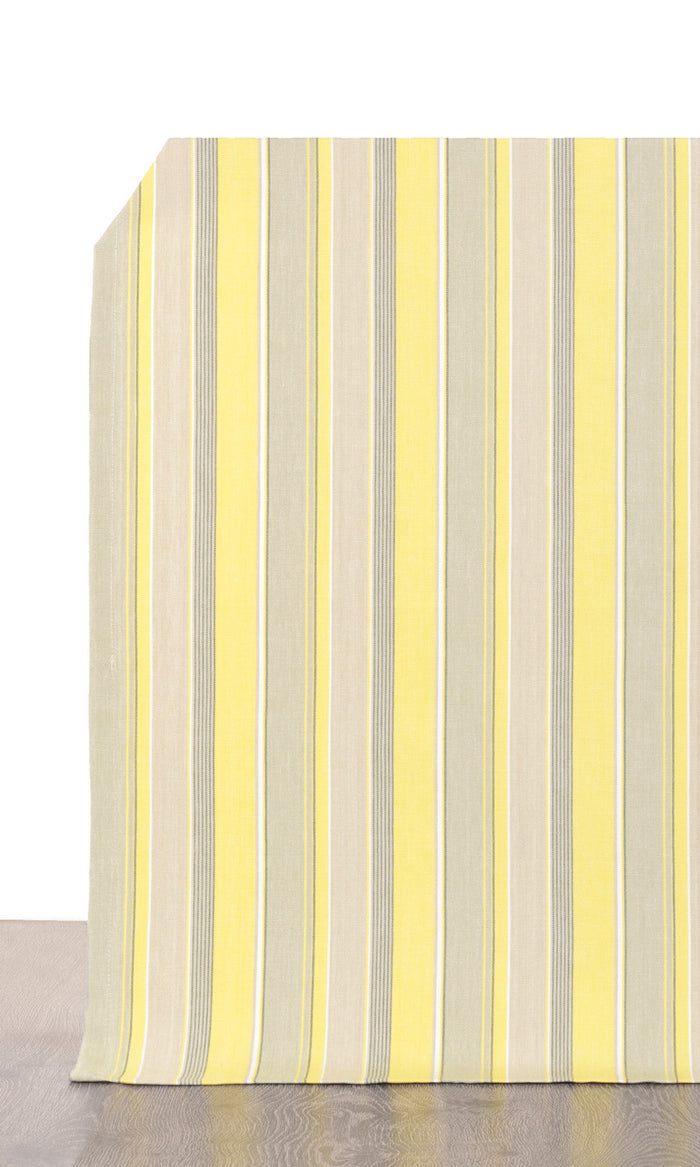 Striped  Home Décor Fabric By the Metre (Yellow/ Gray/ White)