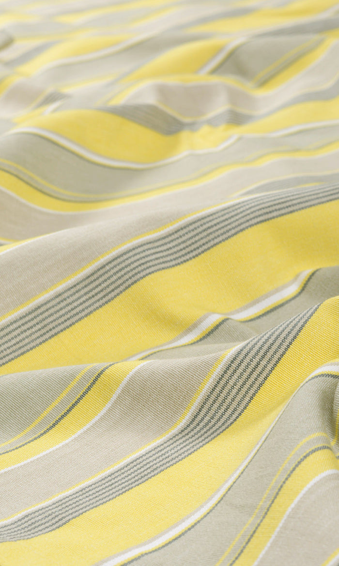 Striped  Fabric By the Metre for Curtains & Drapes (Yellow/ Gray/ White)