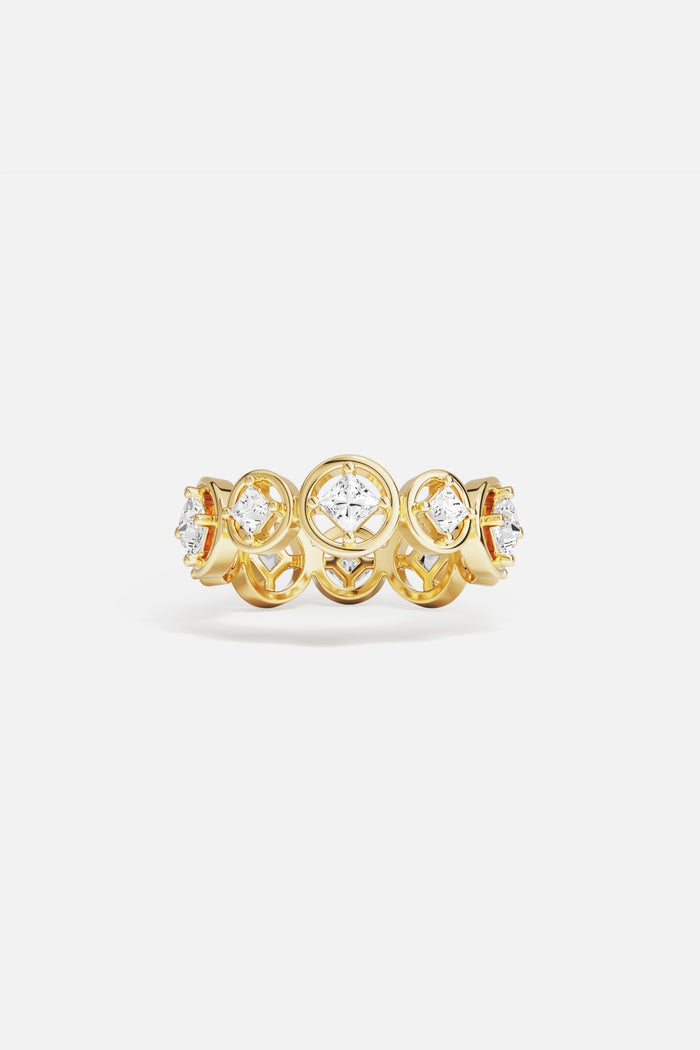 APM Ring in golden color, radiant circles aligned with quiet brilliance.