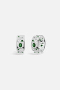 APM Hoop Earrings, radiant green stones set in luminous rhodium finish elegance.