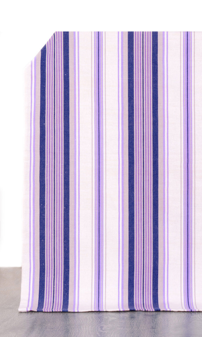 Striped Cotton Home Décor Fabric By the Metre (Violet/ White)