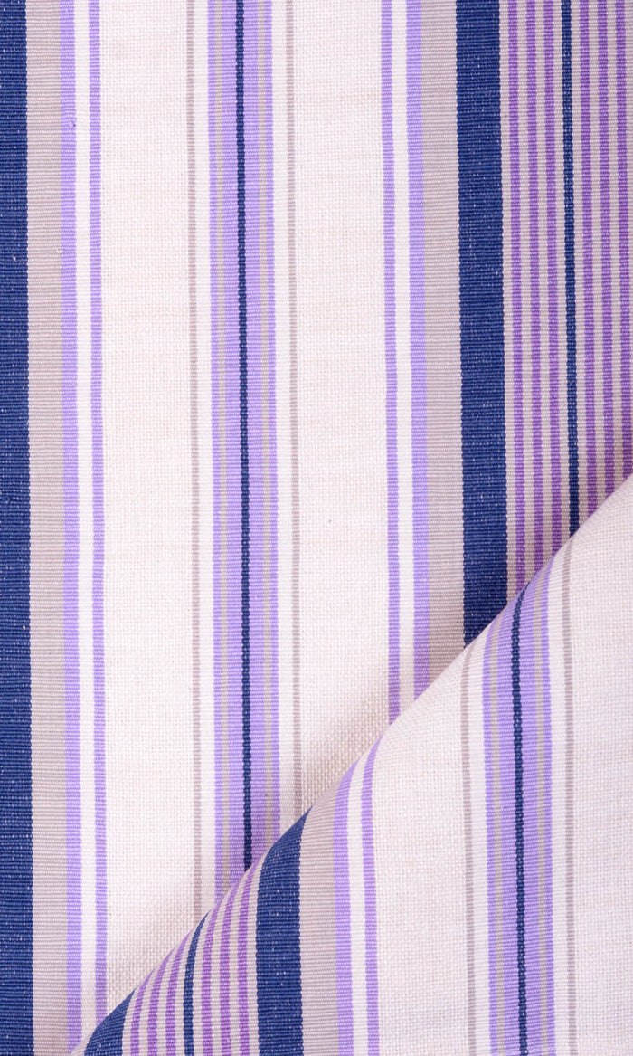 Striped Cotton Window Treatments Fabric By the Metre (Violet/ White)