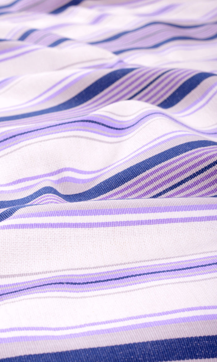 Striped Cotton Home Textile Fabric Material By the Metre (Violet/ White)