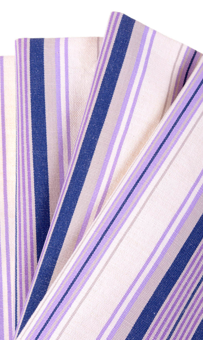 Striped Cotton Fabric Material By the Metre (Violet/ White)
