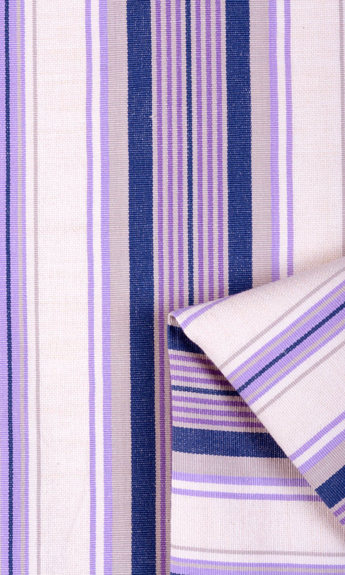Striped Cotton Fabric By the Metre for Curtains & Drapes (Violet/ White)