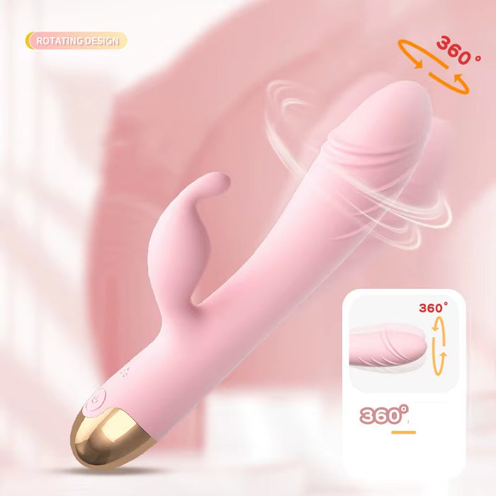 Lilo 360 Degree Rotation Super Big Ears Dildo Rabbit G Spot 10 Vibrating Rotating Pink Rabbit Vibrator