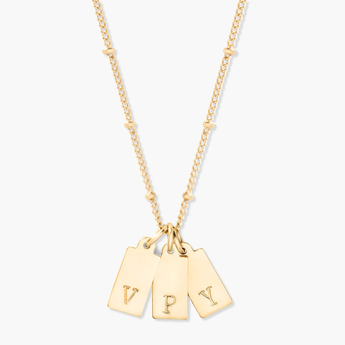 Madeline Rectangle Three Initial Pendant