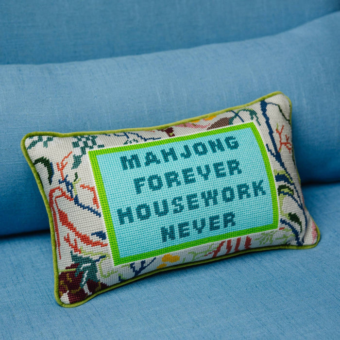 Mahjong Forever Needlepoint Pillow by Furbish Studio