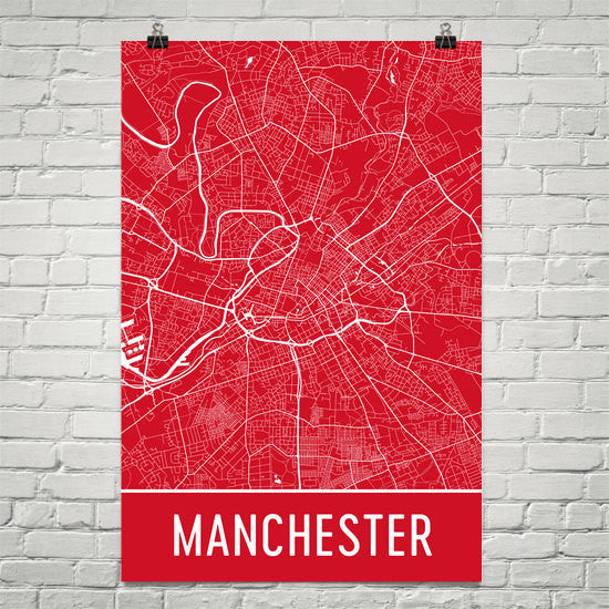 Manchester Street Map Poster Red