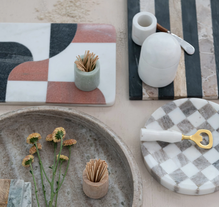 Marble Checkered Cheese/Serving Tray