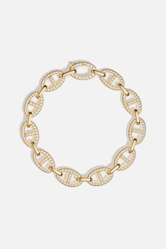 APM Bracelet in golden hue, sparkling mariner links with a bold modern allure.