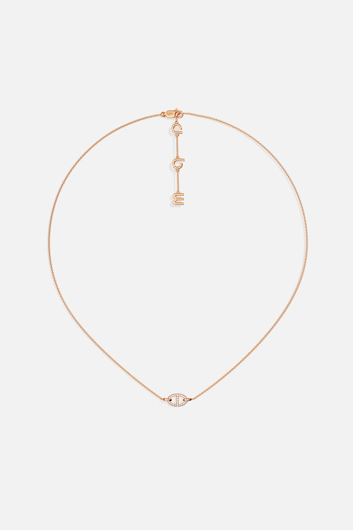 APM Necklace in rose color, delicate charm, effortlessly modern elegance.