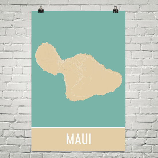 Maui Hawaii Street Map Poster Black