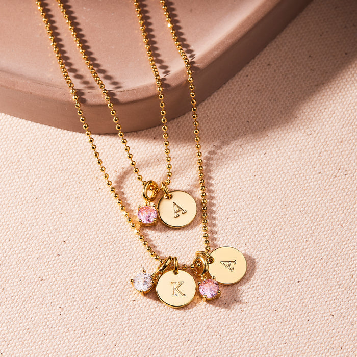 Melrose Mini Initial Birthstone Necklace