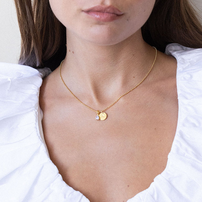 Melrose Mini Initial Birthstone Necklace