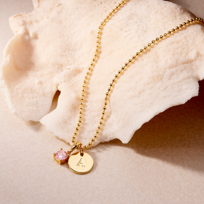 Melrose Mini Initial Birthstone Necklace