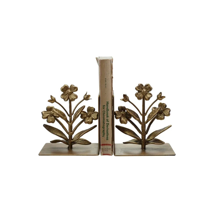 Metal Flower Bookend Set