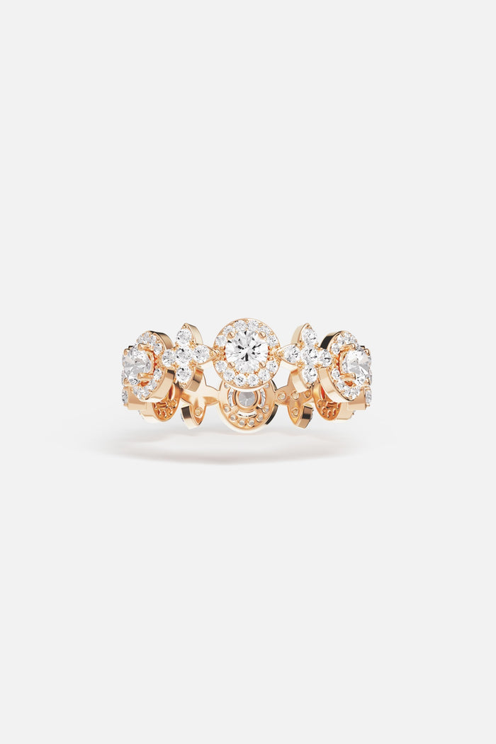 APM Ring in warm rose color, a constellation of brilliance for effortless elegance.